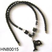 Hematite Stone Puppy Pendant Beads Chain Choker Fashion Women Necklace